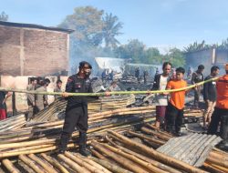 14 Rumah Habis Terbakar Di Panyula, Personel Brimob Bone Bantu Warga Terdampak