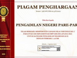 Pengadilan Negeri Parepare Raih Peringkat 2 Nasional