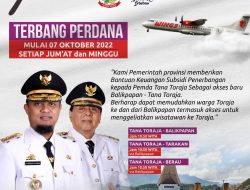 ‘Disuntik’ Bantuan Keuangan Provinsi Sulsel, Besok Penerbangan Perdana Toraja – Balikpapan