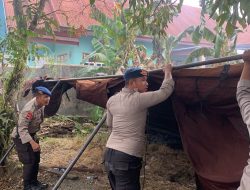 Rumah Panggung Ludes Terbakar, Brimob Bone Hadir Ringankan Beban Korban