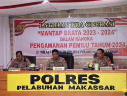 Siap Hadapi Tahun Politik, Polres Pelabuhan Makassar Gelar Latpraops Mantap Brata 2023-2024