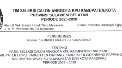 Berikut Nama-nama Calon Anggota KPU Kabupaten/Kota Hasil Tes Kesehatan dan Tes Wawancara