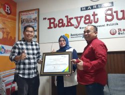 Aktif Pemberitaan Positif, Harian Rakyat Sulsel Terima Penghargaan dari BPJS Ketenagakerjaan Wilayah Sulawesi Maluku