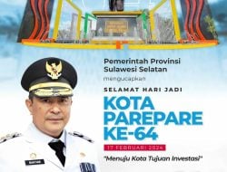 Pj Gubernur Sulsel Ucapkan Selamat HUT ke-64 Parepare, Doakan Jadi Kota Tujuan Investasi Beri Manfaat Bagi Masyarakat