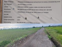 Proyek Rp500 Juta di Maccinibaji Jeneponto Menuai Sorotan