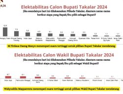 Pilkada Takalar 2024: Elektabilitas Daeng  Manye dan Wahyuddin Mapparenta Tertinggi