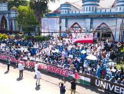 Suarakan Hak-Hak Palestina, Unismuh Makassar Turun ke Jalan