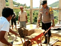 Pupuk Budaya Gotong Royong, Personel Polsek Simbuang di Tator Ikut Bantu Bangun Rumah Warga