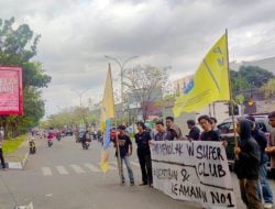 PC PMII Kota Makassar Gelar Aksi Tolak W Super Club di Depan Kantor Gubernur Sulsel