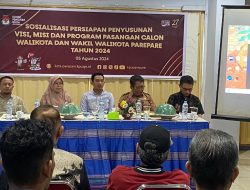 Jelang Pendaftaran, KPU Parepare Sosialisasikan Persiapan Penyusunan Visi Misi Calon Walikota 2024