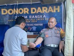 Sat Lantas Polres Parepare Gelar Donor Darah Dalam Rangka HUT Lalu Lintas ke-69