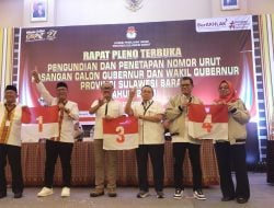 Berikut Hasil Penetapan Nomor Urut Paslon Gubernur dan Wakil Gubernur Sulbar di Pilkada 2024