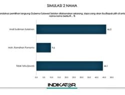 Survei Indikator: Elektabilitas Andi Sudirman 46,3 Persen Vs Danny Pomanto 9,6 Persen