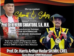 UNM Anugerahkan Gelar Guru Besar Kehormatan kepada Prof Herri Swantoro