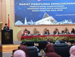 Hadiri Pelantikan Pimpinan DPRD Makassar, Pjs Wali Kota Dorong Percepatan Pembahasan APBD 2025