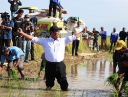 Lomba Unik, Mentan Amran Adu Cepat Tanam Lawan Petani Gowa