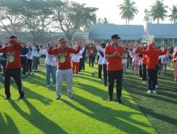 Pj Gubernur Sulsel dan Ketua TP PKK Senam Bersama dan Jalan Sehat di HUT ke-1 RSUD Regional La Mappapenning