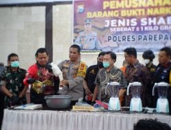 Polres Parepare Lakukan Pemusnahan Barang Bukti 1Kg Sabu, 1 Orang Tersangka