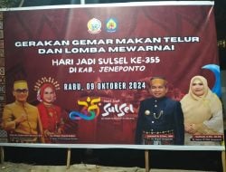 HUT Sulsel ke-355 di Jeneponto, Diisi dengan  Gerakan Gemar Makan Telur dan Lomba Mewarnai