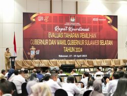 Rakor Evaluasi Tahapan Pilgub, Sekda Sulsel Apresiasi Sinergi Penyelenggara dan Forkopimda